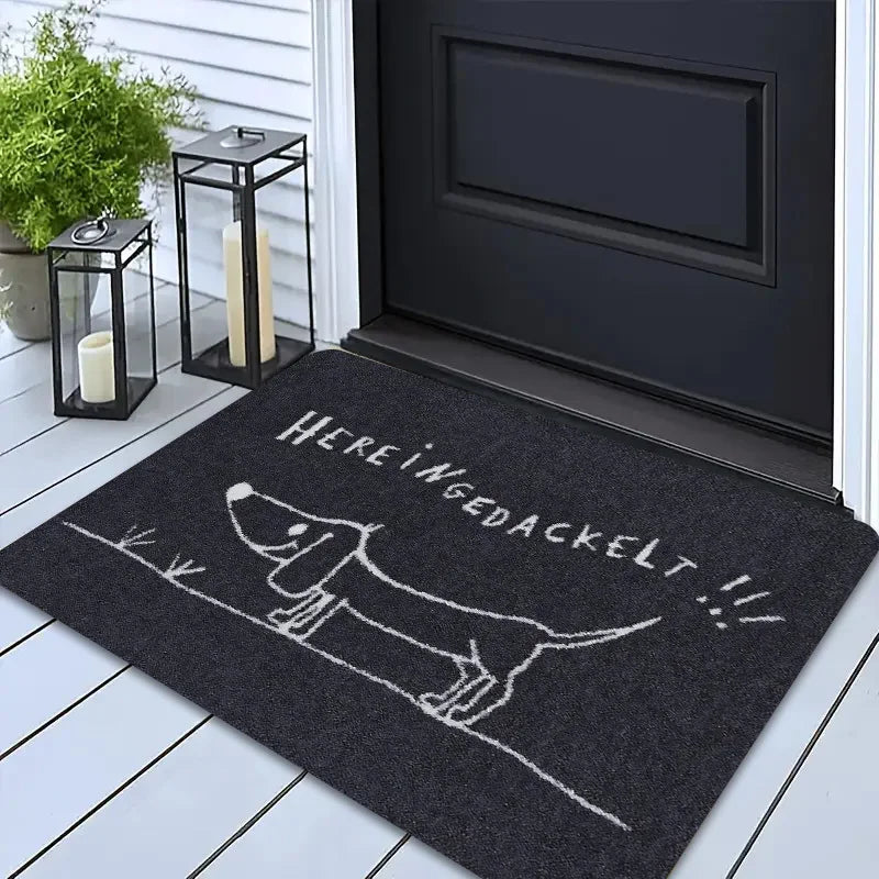 Funny Dachshund Dog Door Mat Plush Velvet Printed Here I Ngedackelt Design For Home Entrance Pet Lover Decor